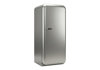 Isolated Retro Silver Refrigerator Appliance