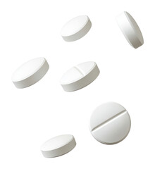 PNG 5 white round pills pharmaceutical medication healthcare.