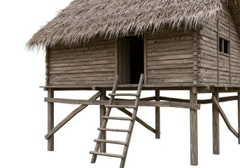 Isolated Rustic Wooden Stilt House
