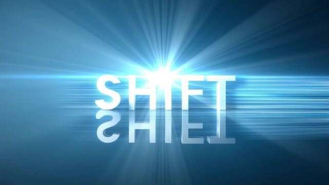 Dynamic representation of the word 'SHIFT', symbolizing change and transformation in a digital world with a sleek design.
