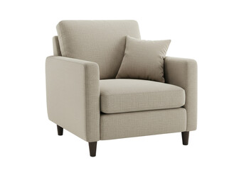 Isolated Modern Beige Armchair with Pillow