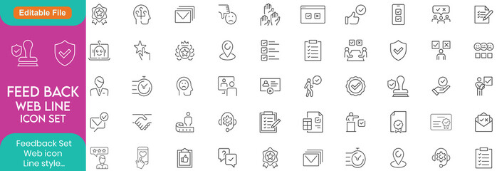 Set of Feedback and Testimonials Related Line Icons. Outline Symbol Collection, Editable Stroke