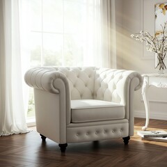 Fototapeta premium White armchair near window with light