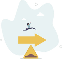 Business slow down due to obstacles, difficulty or speed limit, beware of crisis ahead or recession, economic depression concept. character life .