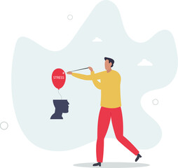 Stress management, relaxation to relieve anxiety or anger from your brain, meditation to help reduce stress concept. character life .