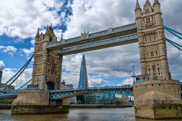 Tower Bridge and the Shard in Central London, UK