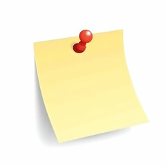 Blank Note Pinned Up Yellow Paper with Red Pushpin
