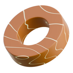 3D Render A close-up image of a donut with rich chocolate and caramel glaze, ideal for food-related marketing and menus.