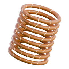3D Render Detailed illustration of a copper pipe coil, suitable for plumbing, industrial, or engineering design contexts.