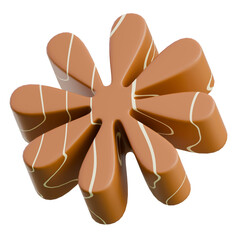3D Render Delicate chocolate flower sculpture, ideal for gourmet, confectionery, or gift product promotions and culinary displays.