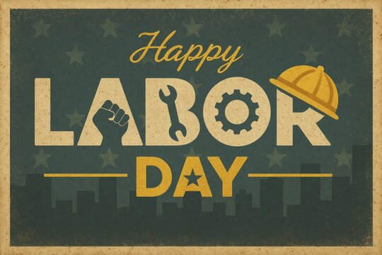Happy labor day vintage retro design illustration - Powered by Adobe