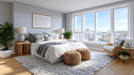 Modern Minimalist Bedroom Interior Design with Cozy Textures and Natural Light