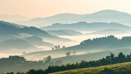 Misty Mountain Landscape in Morning Light