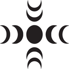 A graphic illustration of moon phases arranged around a central circle on a white background design