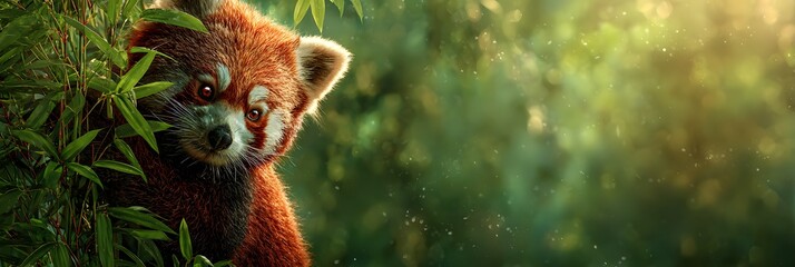 Fototapeta premium 4k Aerial shot of a red panda