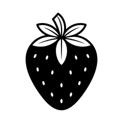 Black and white strawberry icon illustration
