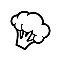 Simple line drawing of a broccoli floret