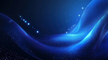 Abstract blue background with flowing lines, illuminated dots, and a sense of movement and depth.