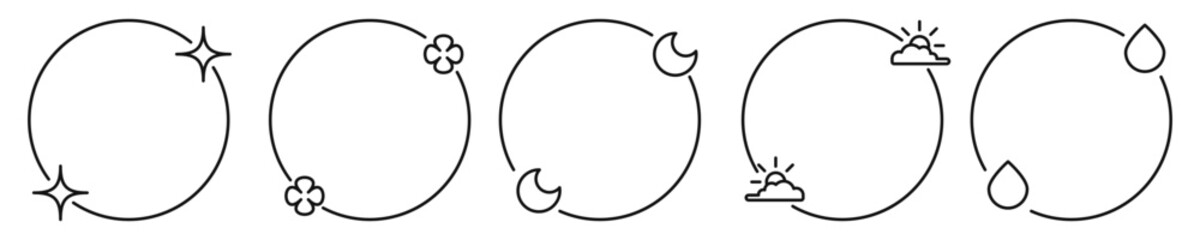 set of cirle borders outline vector design concept