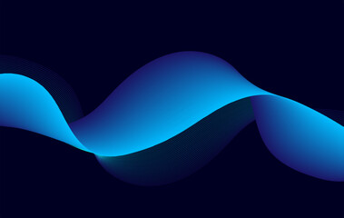 Dynamic Neon Blue Line Art with Smooth Flowing Shape