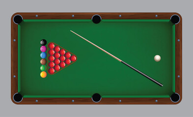 billiard table with balls