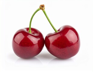 Two cherry fruits isolated on white background