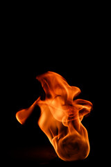 Vibrant Flames Dancing Against a Black Background Displaying Motion