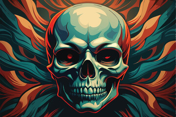 Intense Gaze. A Dark Art Skull Illustration