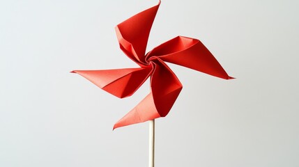 red windmill origami paper on a stick
