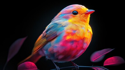 Vibrant colorful bird perched on a branch