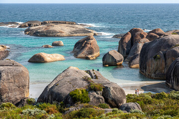 Curious rock formations beside the Southern Ocean at Elephant Rocks on the edge of William Bay...