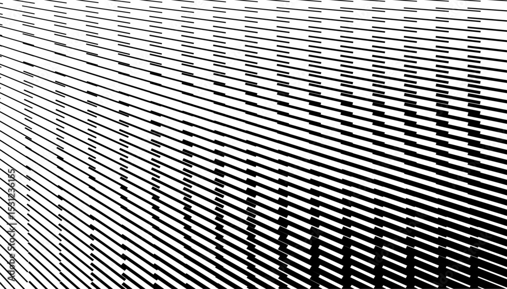 Poster black and white abstract transition pattern with dash line for modern background and jersey design. 