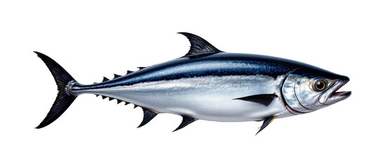 solo atlantic bluefin tuna belly cut on a white background, in a detailed style, with intricate lines, minimal shadow, bright light, high resolution