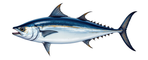 solo atlantic bluefin tuna skin texture on a white background, in a detailed style, with intricate lines, minimal shadow, bright light, high resolution