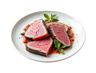 solo canned atlantic bluefin tuna on a white background, in a detailed style, with intricate lines, minimal shadow, bright light, high resolution
