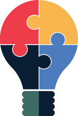Puzzle Light Bulb Icon Symbolizing Creativity and Innovation