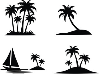 Coconut Tree silhouette Vector | Minimalist & Trendy Coconut Tree Silhouette Design | Unique & Stylish Coconut Tree Artwork for Vector design