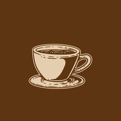 Obraz premium Hand drawn vintage coffee label illustration in retro style, perfect for cafe branding, packaging, or posters