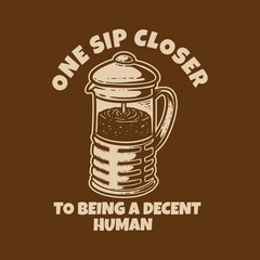 Hand drawn vintage coffee label illustration in retro style, perfect for cafe branding, packaging, or posters