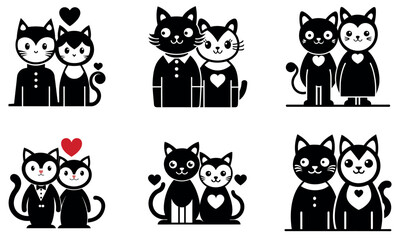 Cute Cartoon Cats in Love, Perfect for Wedding Invitations