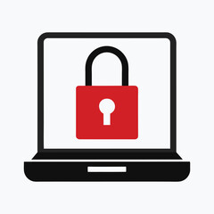 Laptop security with red padlock illustrating online safety and data protection concept