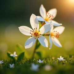 Fototapeta premium White flowers in a field