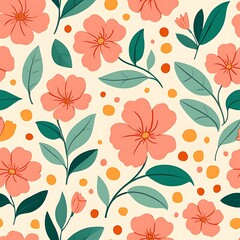 Pretty Pink Flowers Seamless Pattern Floral Illustration Design