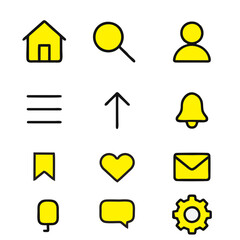 Mobile App UI Flat Icon Set — Outline Linear Style