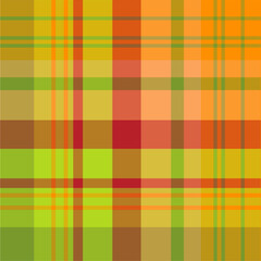 Seamless pattern with pleasant green, orange and red colors for plaid, fabric, textile, clothes, tablecloth and other things. Vector image.