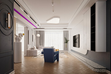 3dc render luxury hotel room, bedroom
