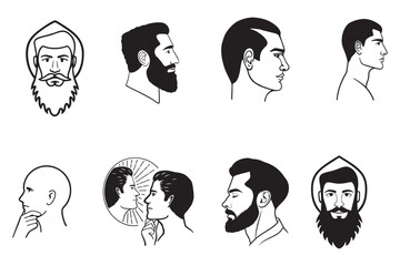 Fototapeta premium Collection of Male Portraits with Diverse Hairstyles and Beards