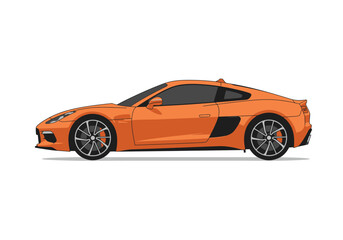 Orange sports car isolated on white background showcasing sleek design and aerodynamic features for high performance driving