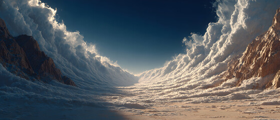 A mountain range with a large cloud in the sky, stock photos