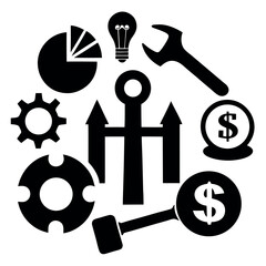 A versatile set of hammer and screwdriver tools icons, perfect for repair and business design illustrations